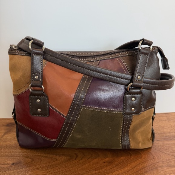 Relic Handbags - Vintage Relic Boho Patchwork Shoulder Bag Purse Leather Suede Trim